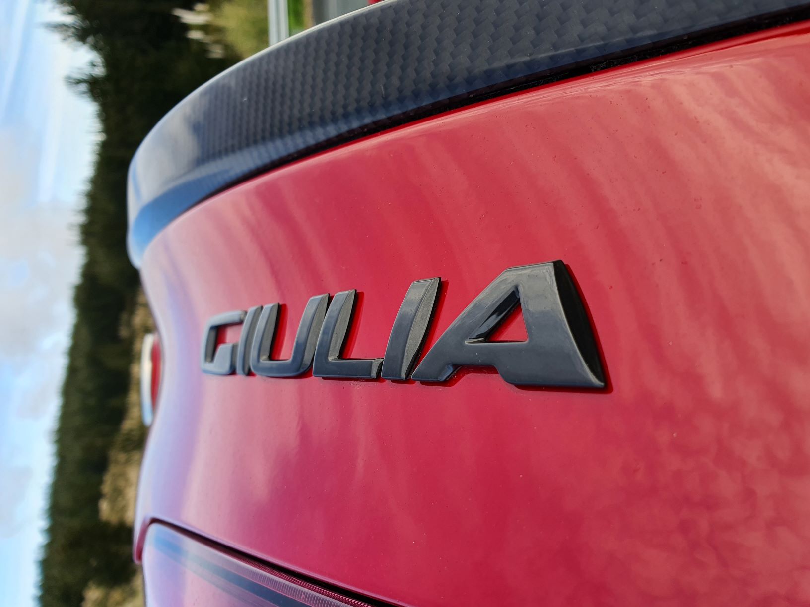 The Giulia badge on the Alfa Romeo Giulia Veloce