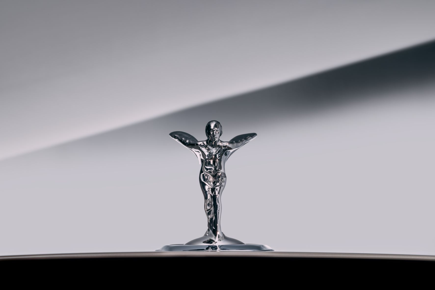 Frontal view of the redesigned Spirit of Ecstasy emblem