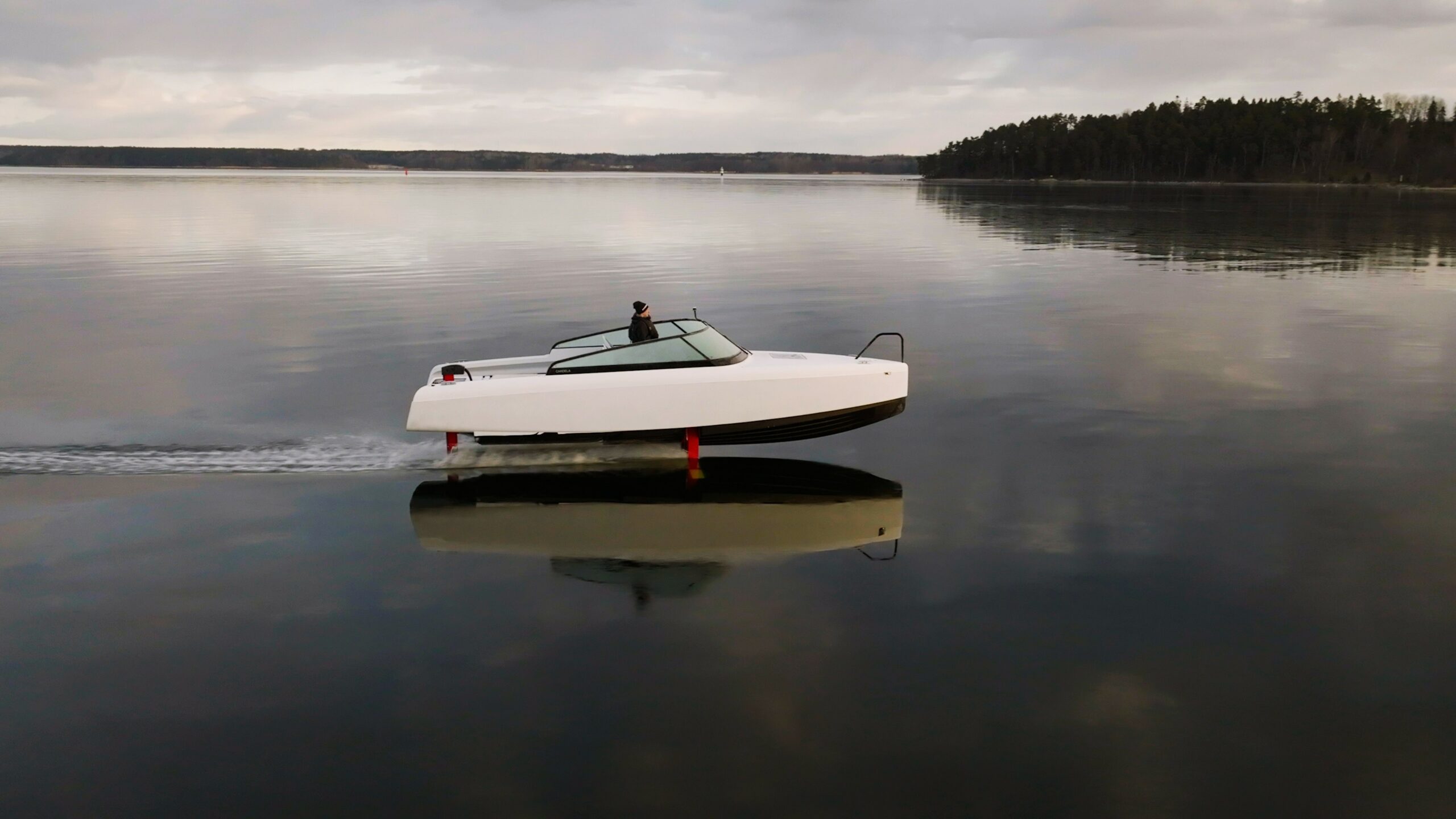 Candela's Polestar powered hydrofoil on the water