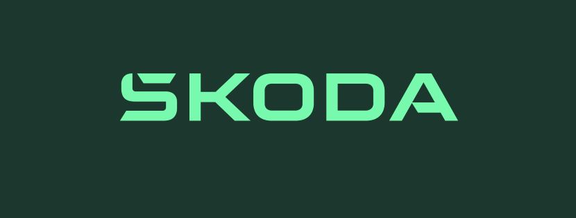 Skoda's new logo and brand colours in a two dimensional format.