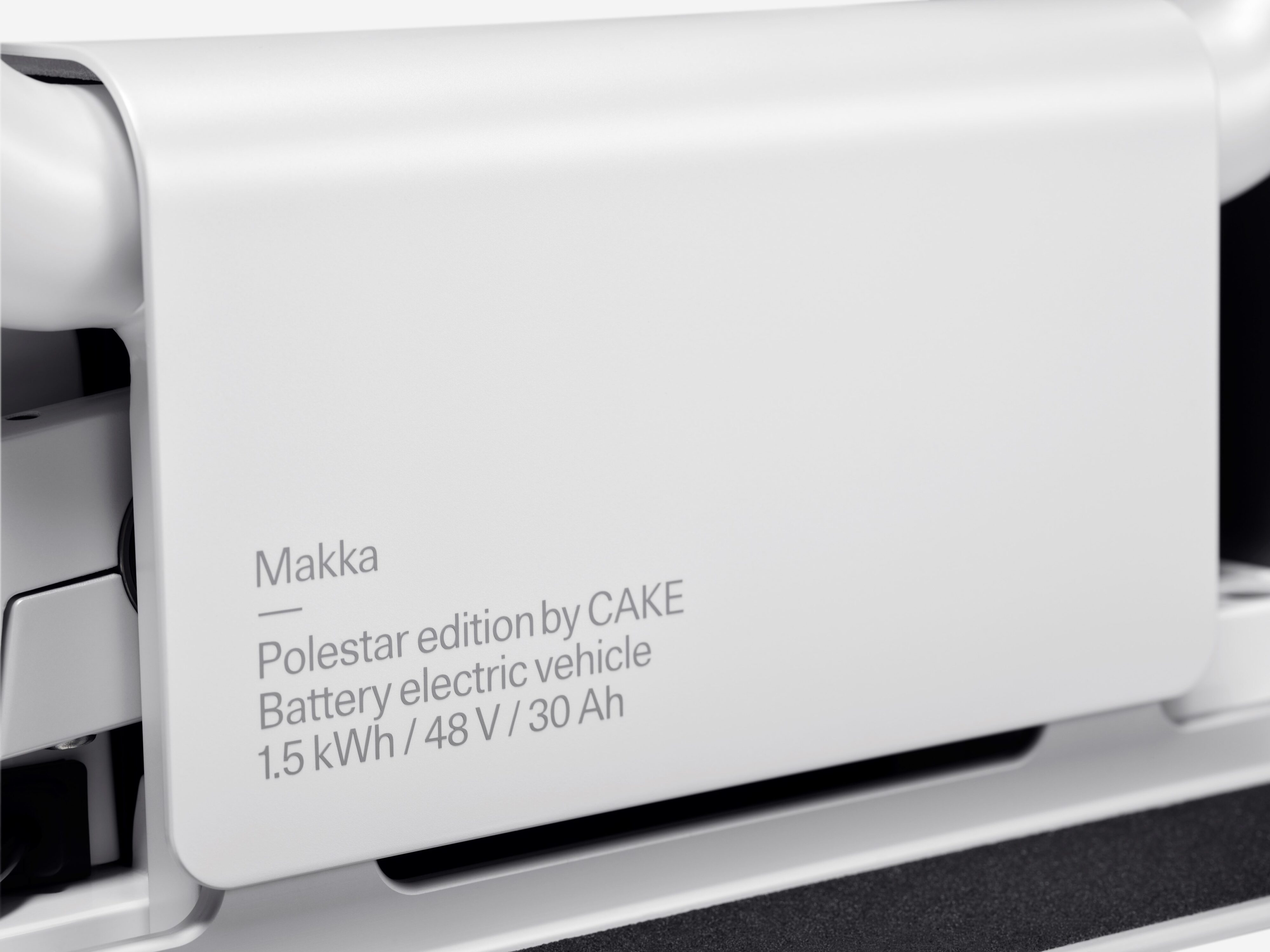 A photo of the battery pack powering the CAKE Makka Polestar edition electric moped