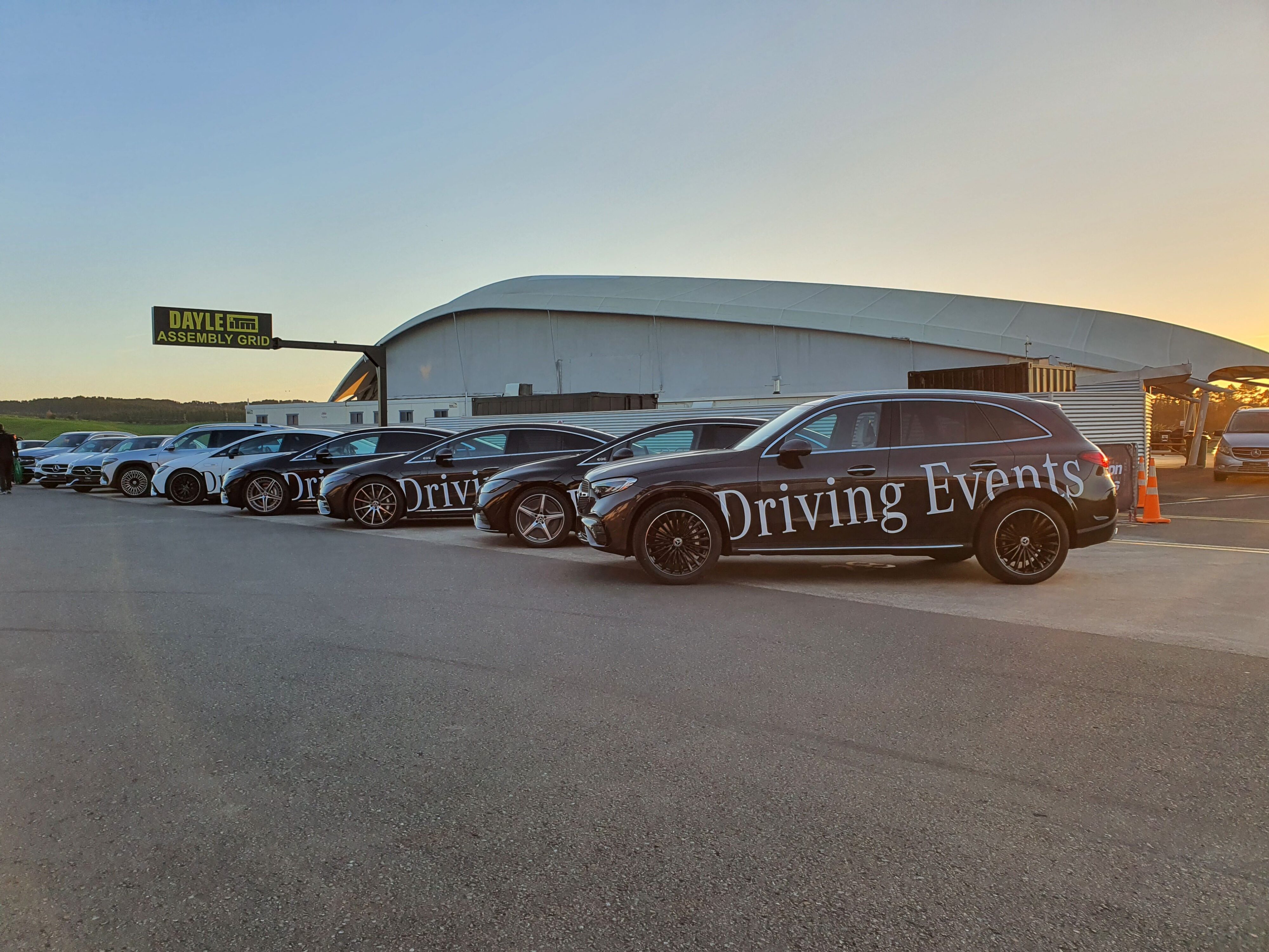 A range of Mercedes cars as part of the Mercedes New Zealand Driving Event experience at Hampton Downs racetrack.