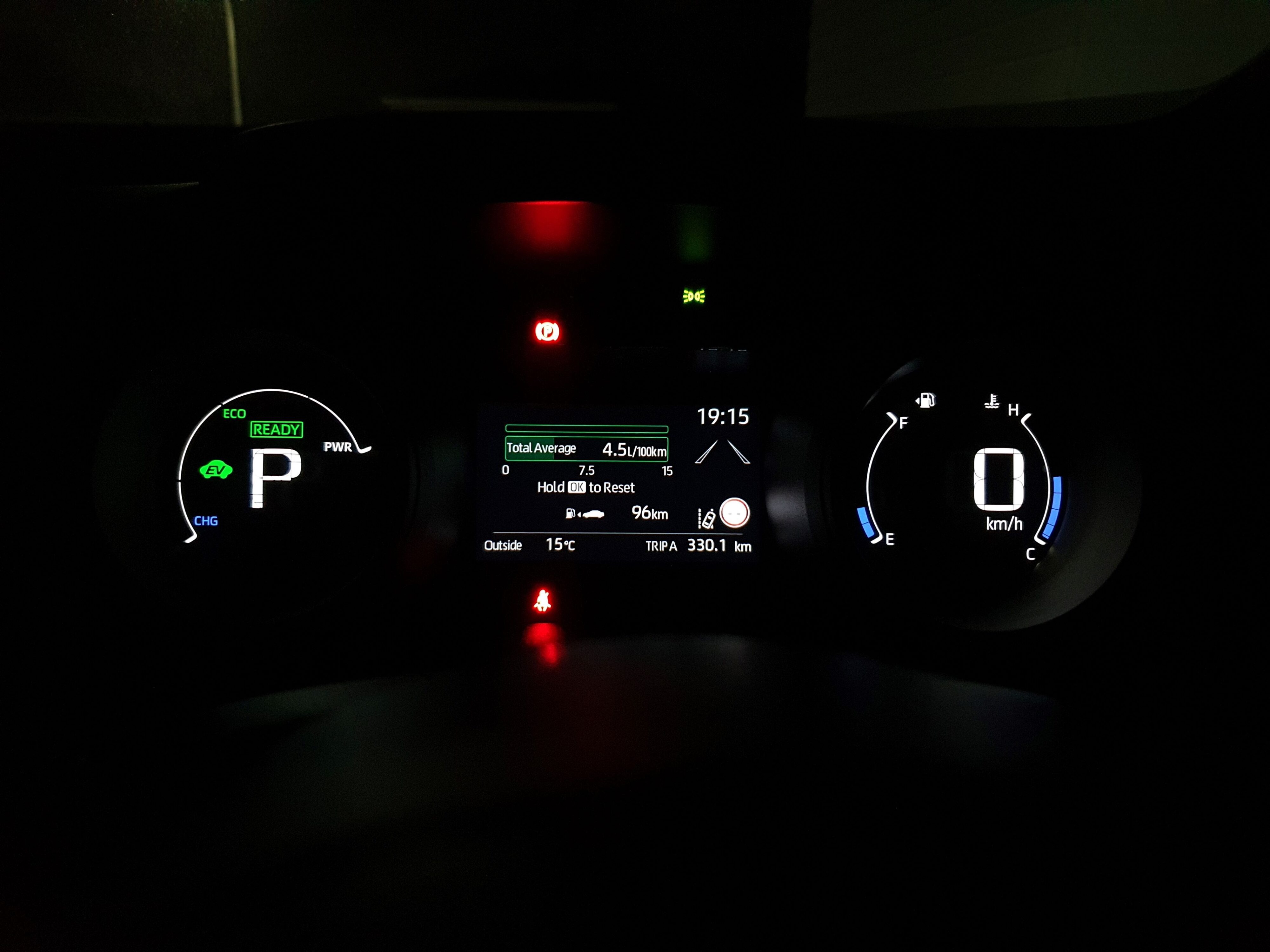 A close-up of the digital instrument cluster on the dashboard of a 2023 Toyota Yaris Cross GR Sport.