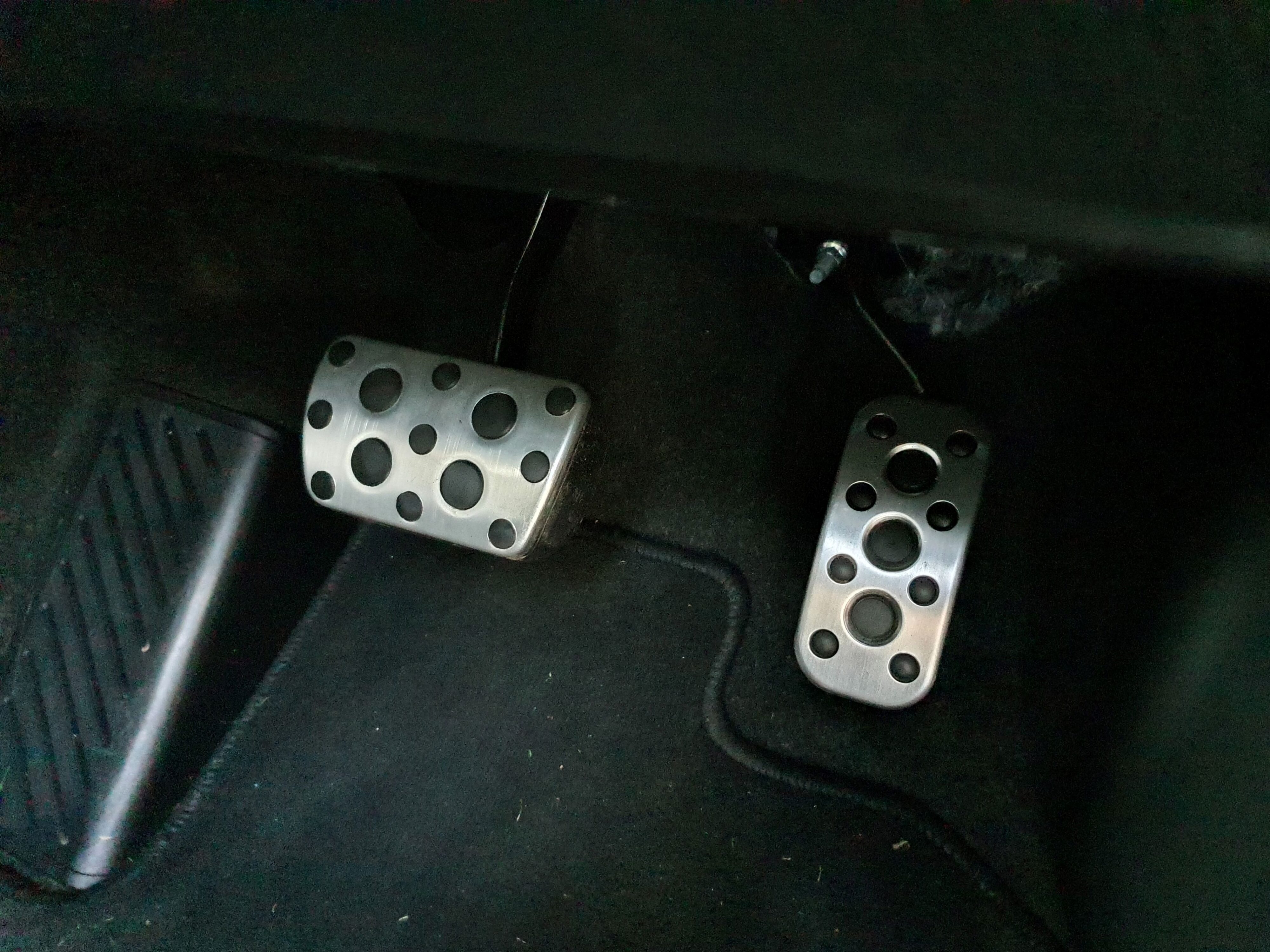 Metal pedals on the interior of a 2023 Toyota Yaris Cross GR Sport.