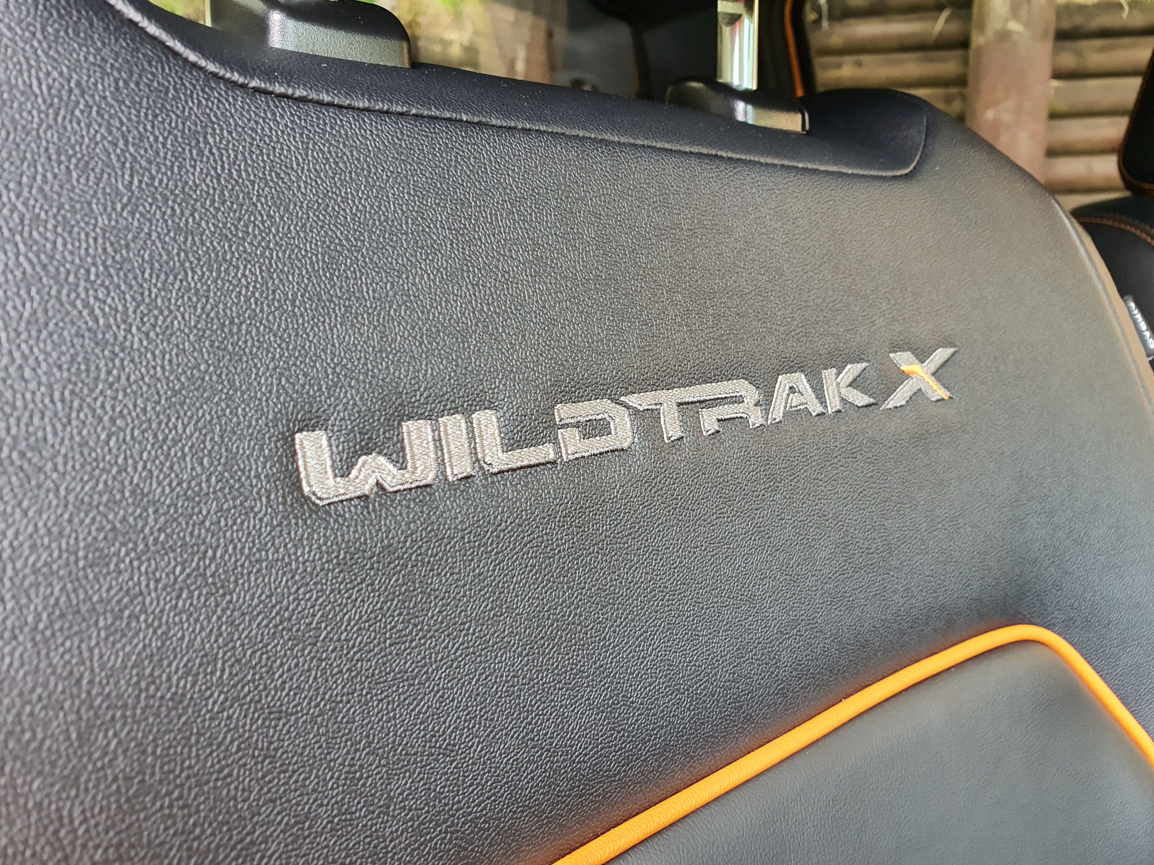 Wildtrak X badging on the backrest of seats in the 2023 Ford Ranger Wildtrak X.