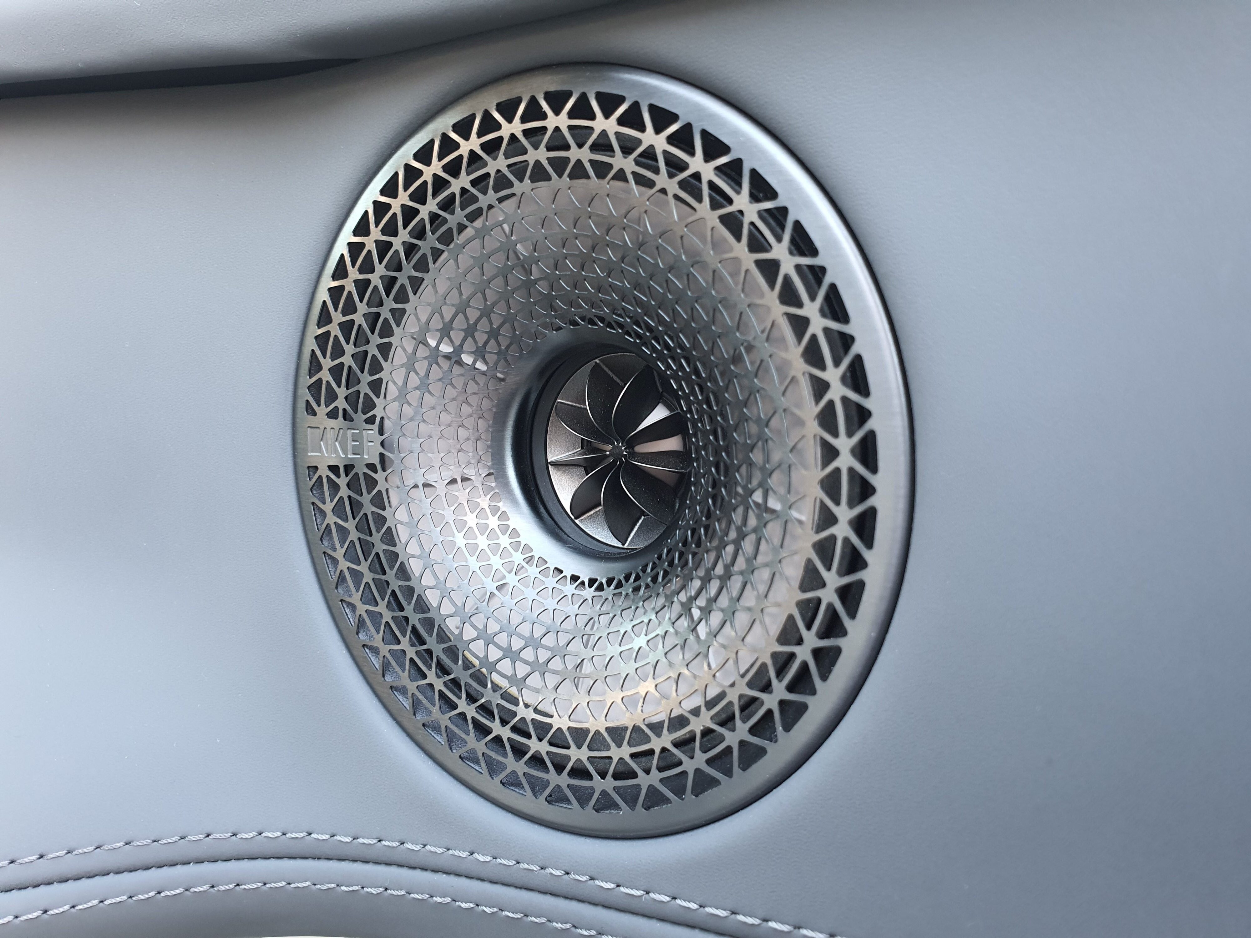 KEF speaker in focus on the interior of a 2024 Lotus Eletre S.