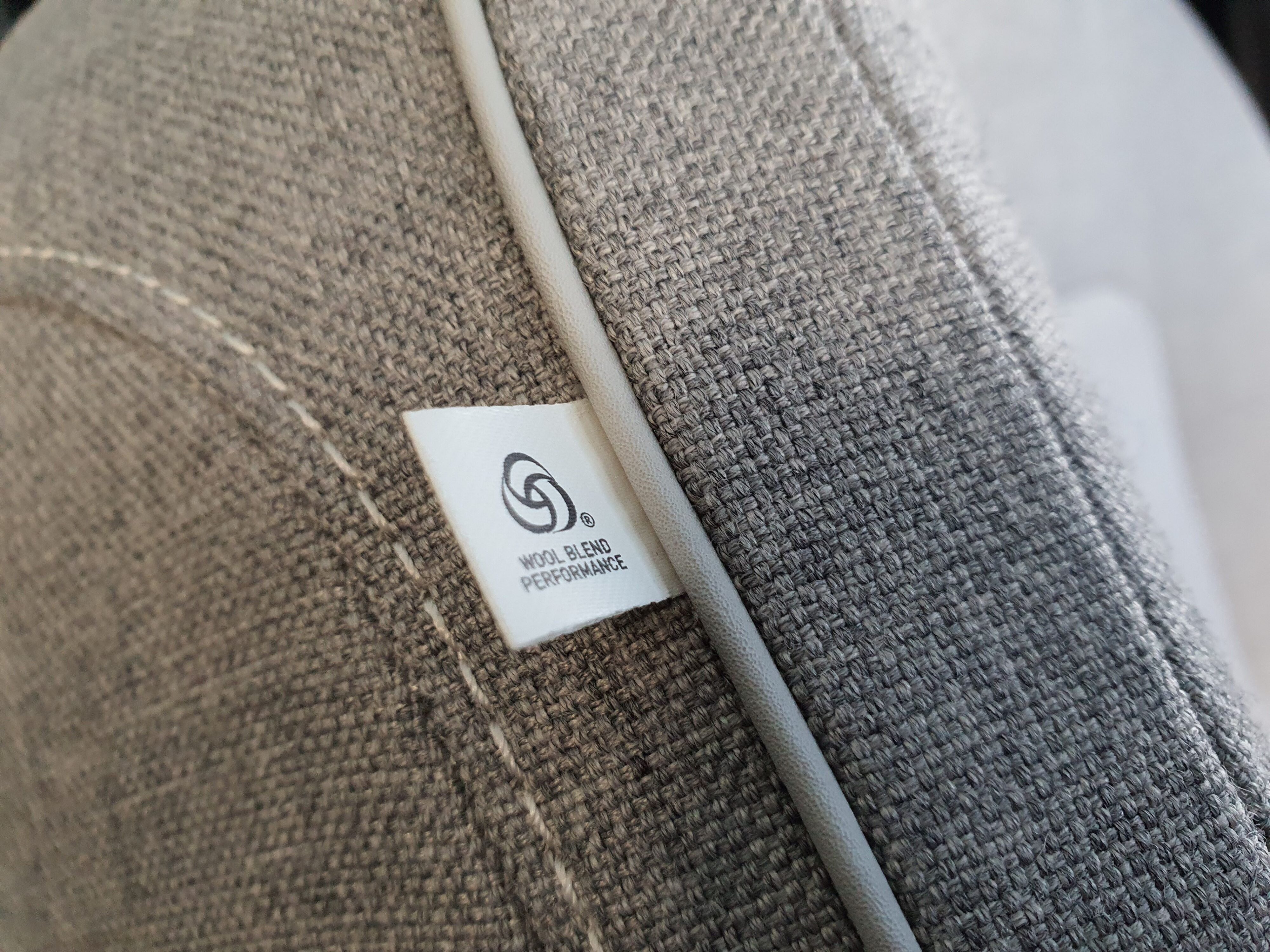 Woolmark label on the seats of a 2024 Volvo EX30.