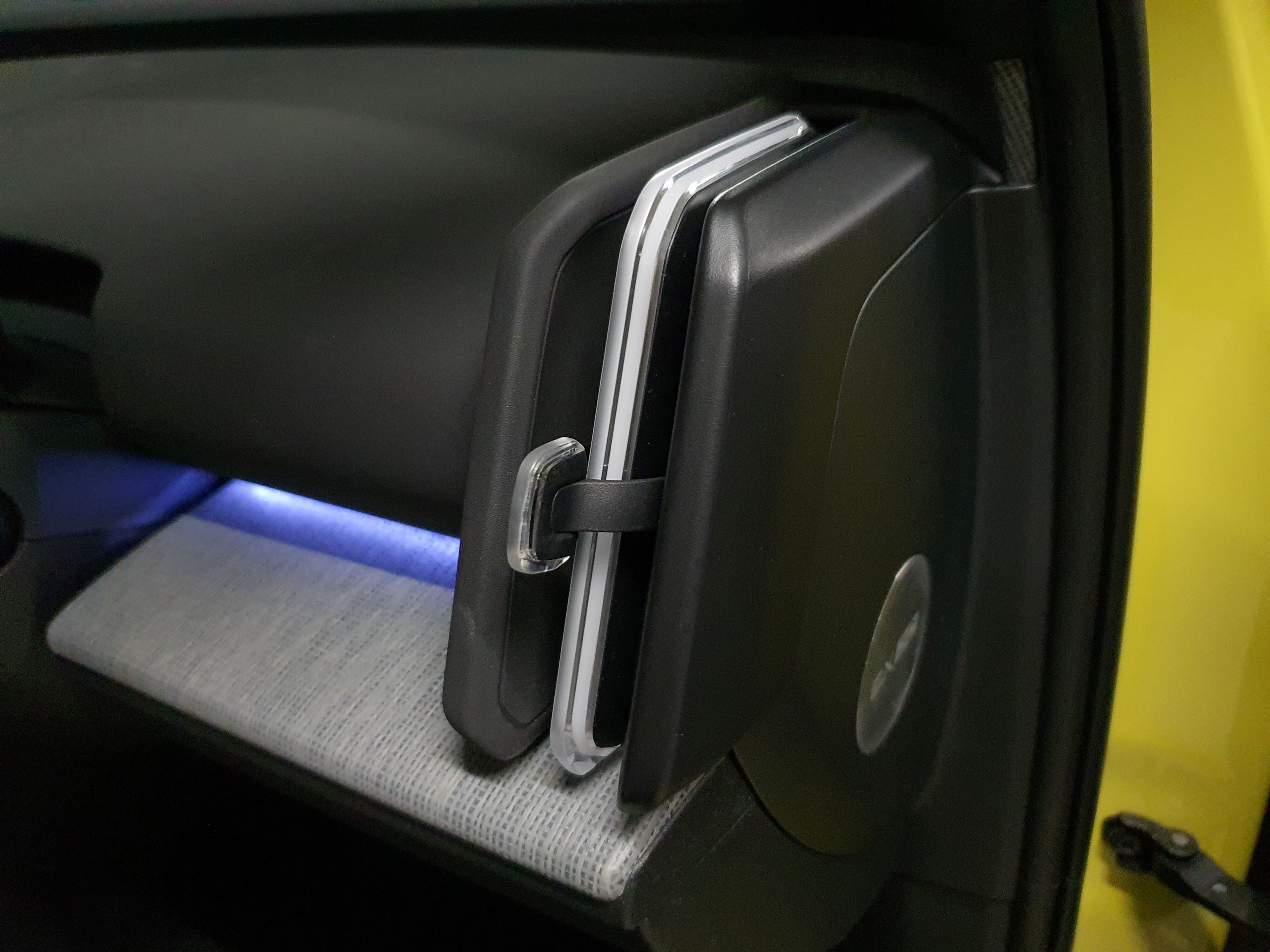 AC vent on the interior of a 2024 Volvo EX30 in Moss Yellow.