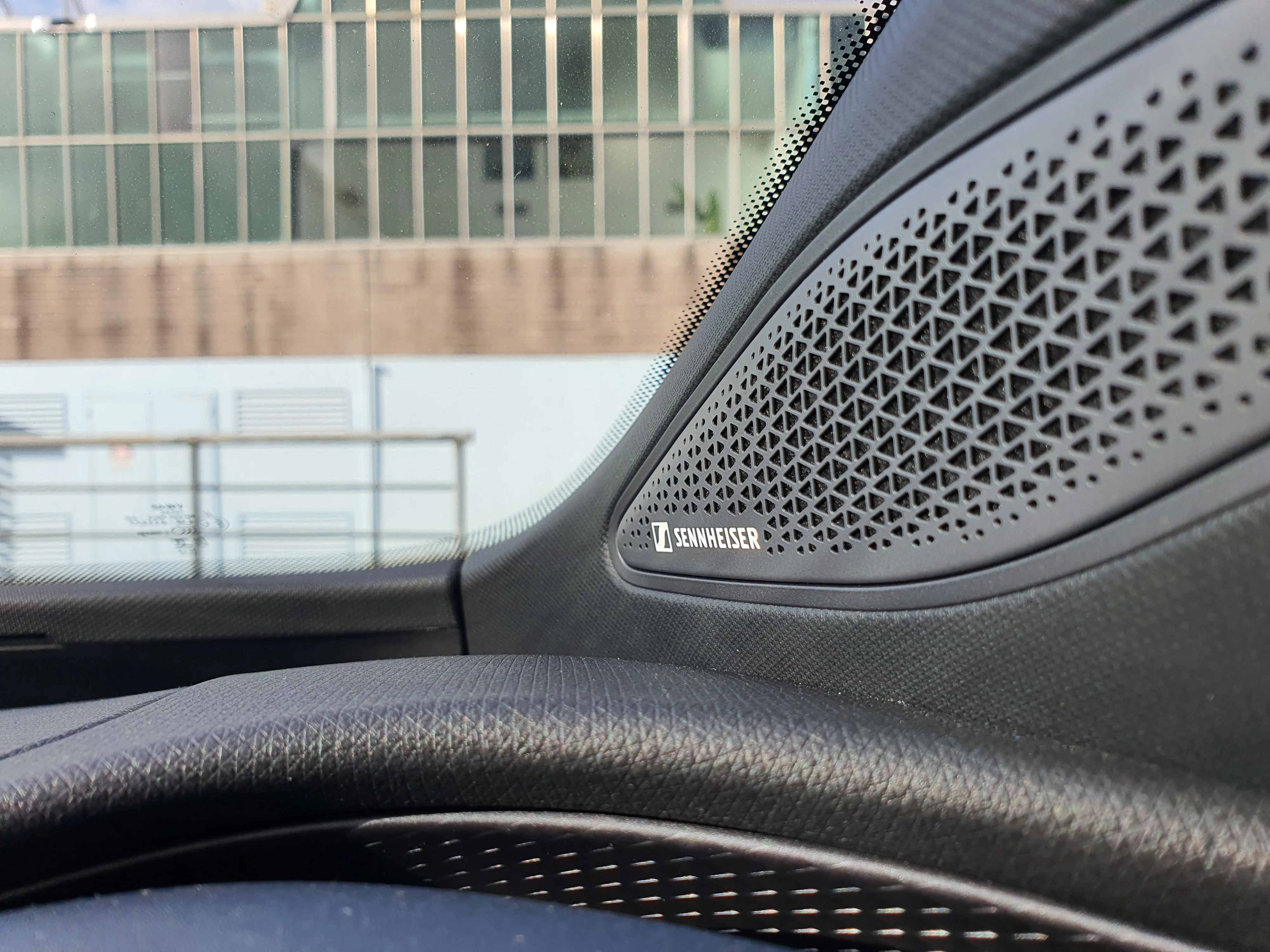 View of the Sennheiser tweeter on the interior of a 2025 Cupra Tavascan VZ in Tavascan Blue.