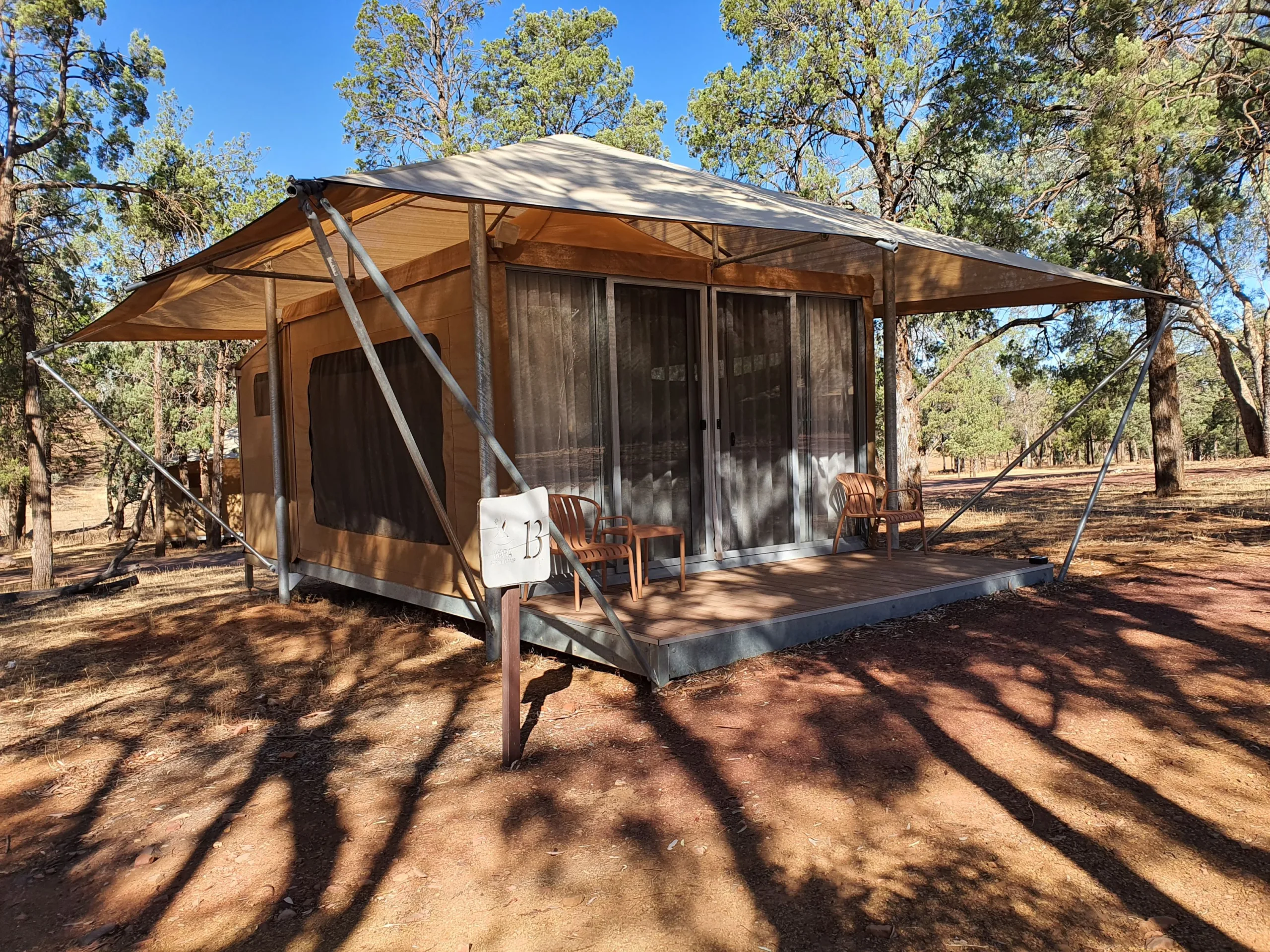 Exterior view of a glamping tent at the Wilpena Pound Resort during the Australia New Zealand launch of the brand and B5 & B8 models.