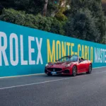 Photo of a red Maserati GranCabrio at the 2026 Rolex Monte-Carlo Masters.
